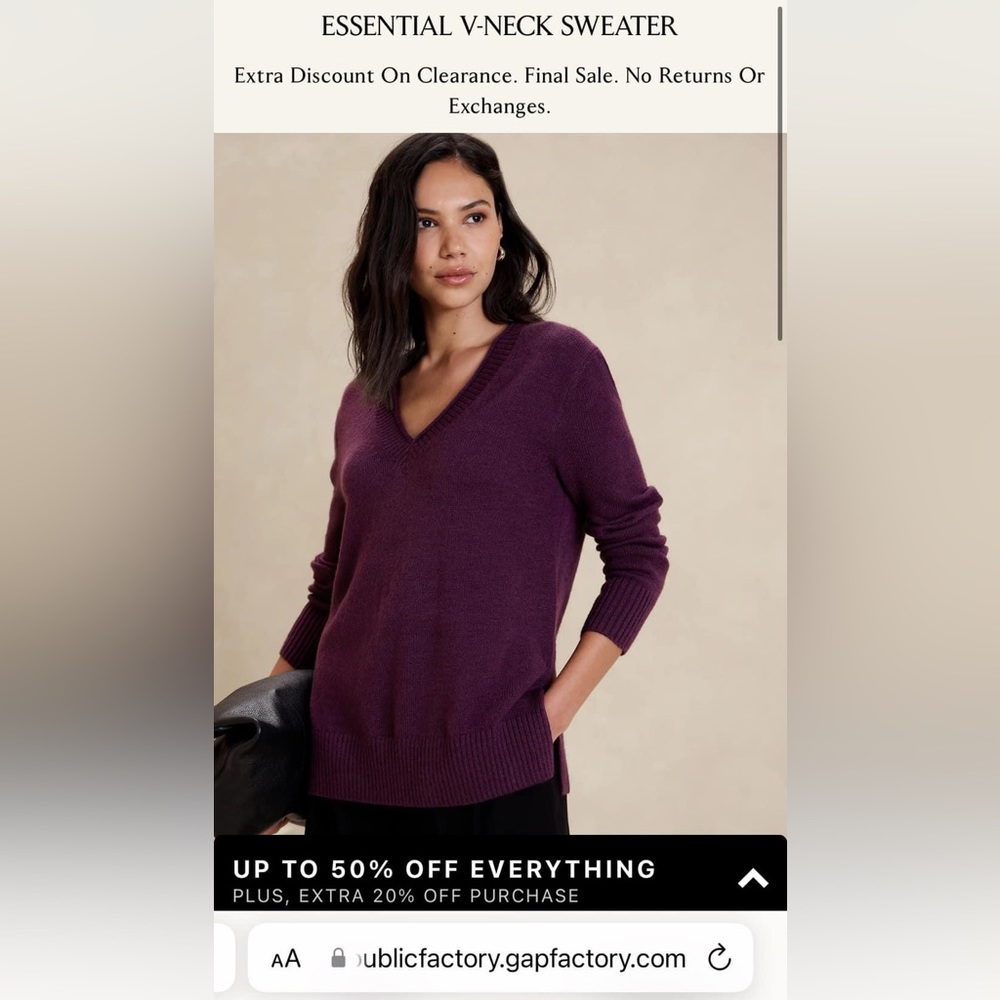 Banana Republic essential v neck sweater XS